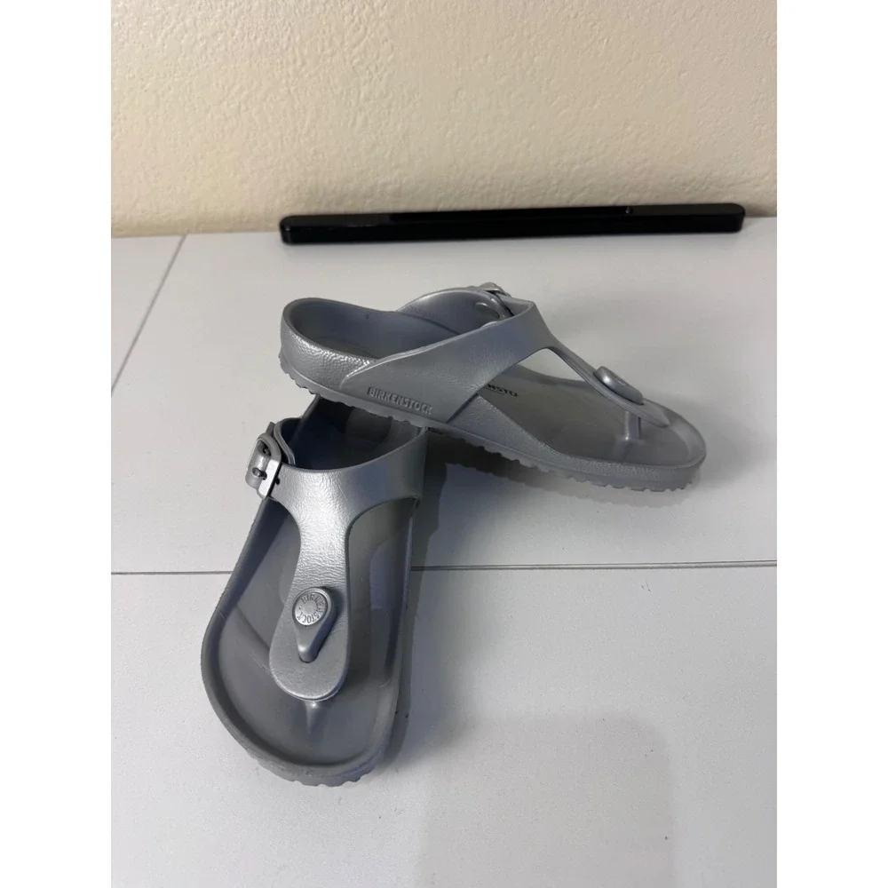 Birkenstock Gizeh EVA Kids Sandals Silver Size 31 13 Metallic Waterproof Shoes